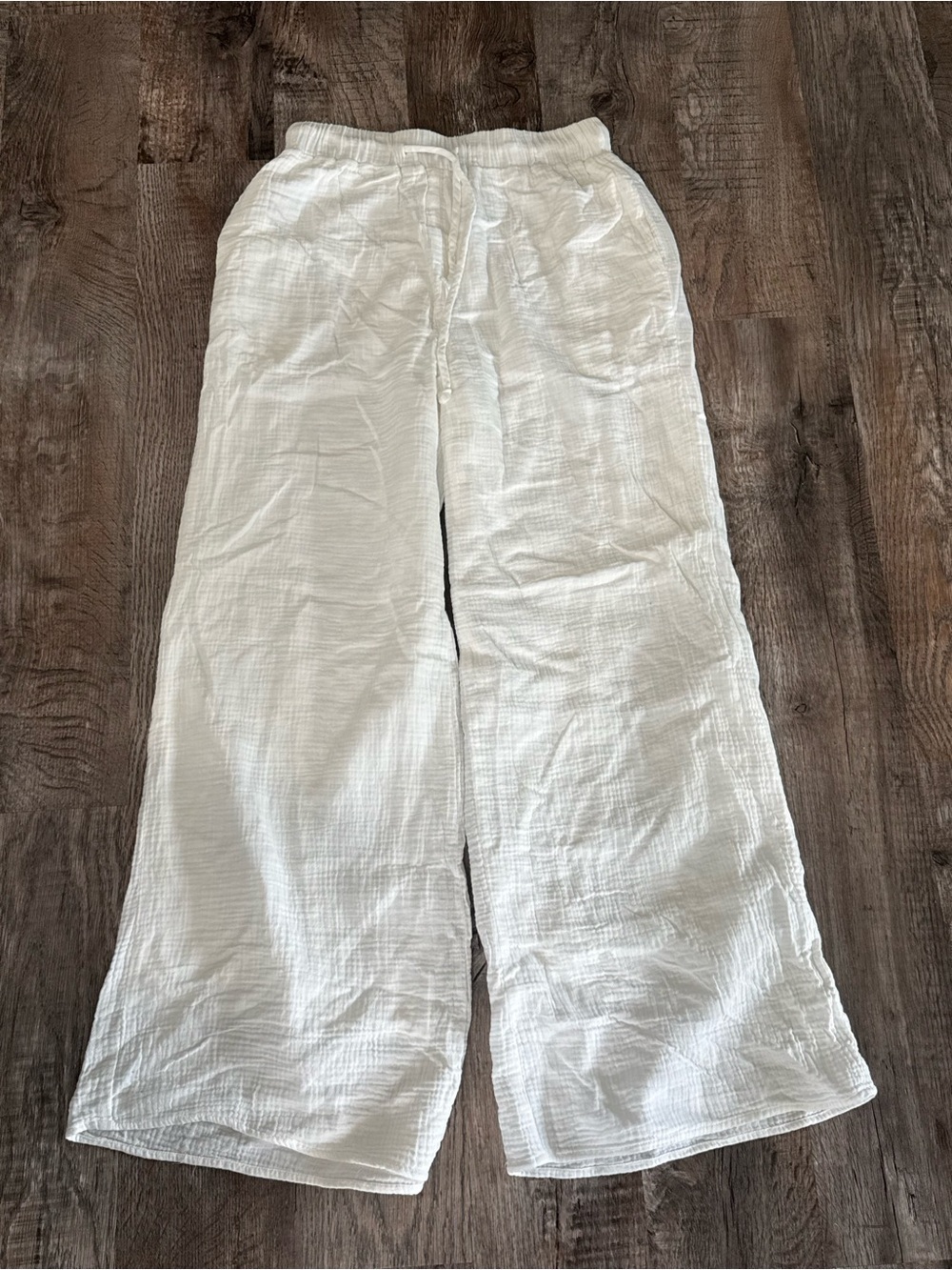 a.ren White Wide-Leg Pants Women's M Cotton Gauze
